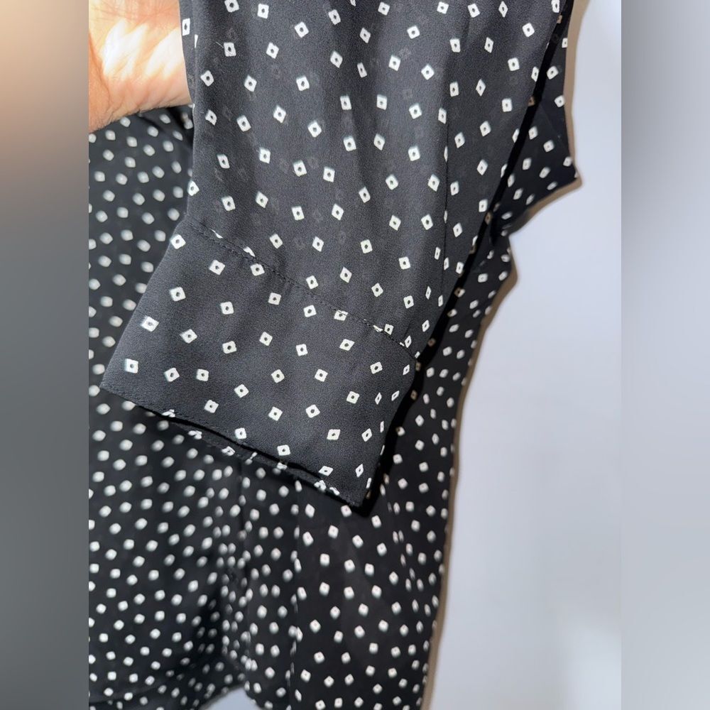 Abercrombie & Fitch Long-Sleeve B&W Button Up Sheer Blouse Size Large EUC - Picture 3 of 7